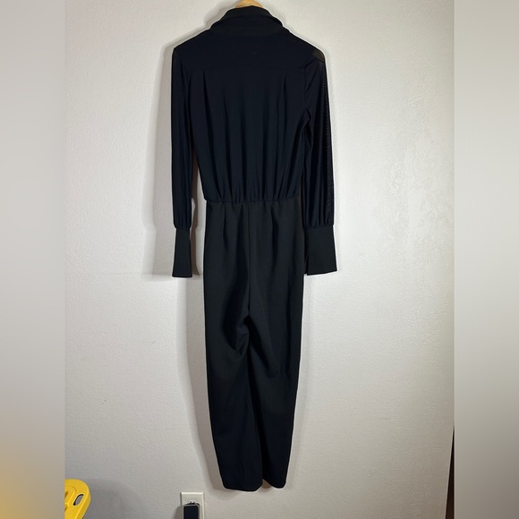 ALEXIA ADMOR black mesh illusion long sleeve jumpsuit 6 NEW - Picture 6 of 10